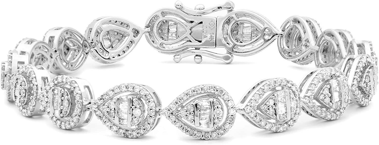 Vòng tay Tennis Kim cương Halo Hình quả lê Femme Luxe (2.75 Carat)