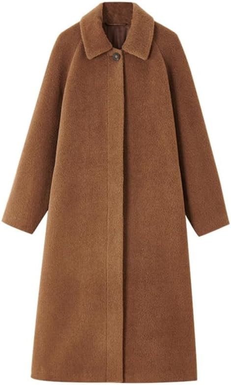 Áo khoác len nữ CSCDD OL Vintage Mid-Long Len Dày Ấm Áo khoác ngoài tay đèn lồng dáng chữ A rộng xòe