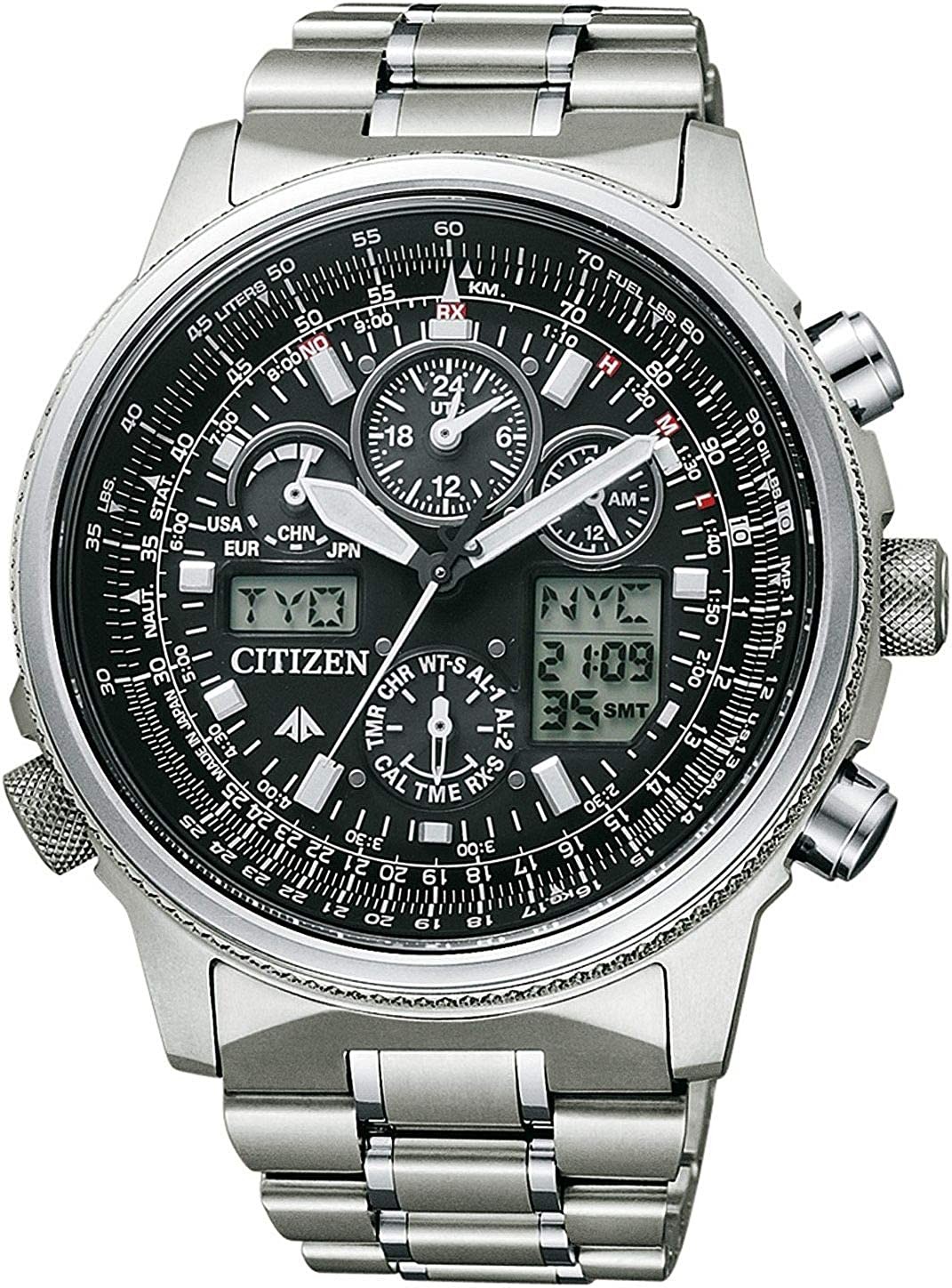Đồng hồ Citizen nam Analogue-Digital Eco-Drive có dây đeo bằng titan JY8020-52E