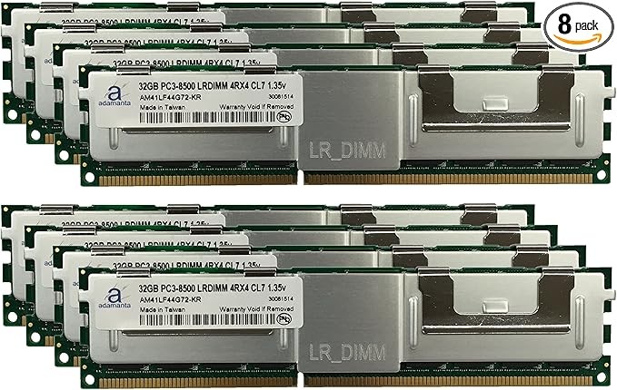 Nâng cấp bộ nhớ LRDIMM Adamanta 256GB (8x32GB) cho HP Proliant DL360p G8 với CPU dòng Intel E5-2600v2 DDR3 1066 MHz PC3-8500 ECC Giảm tải Chip IMB 4Rx4 CL7 1.35v