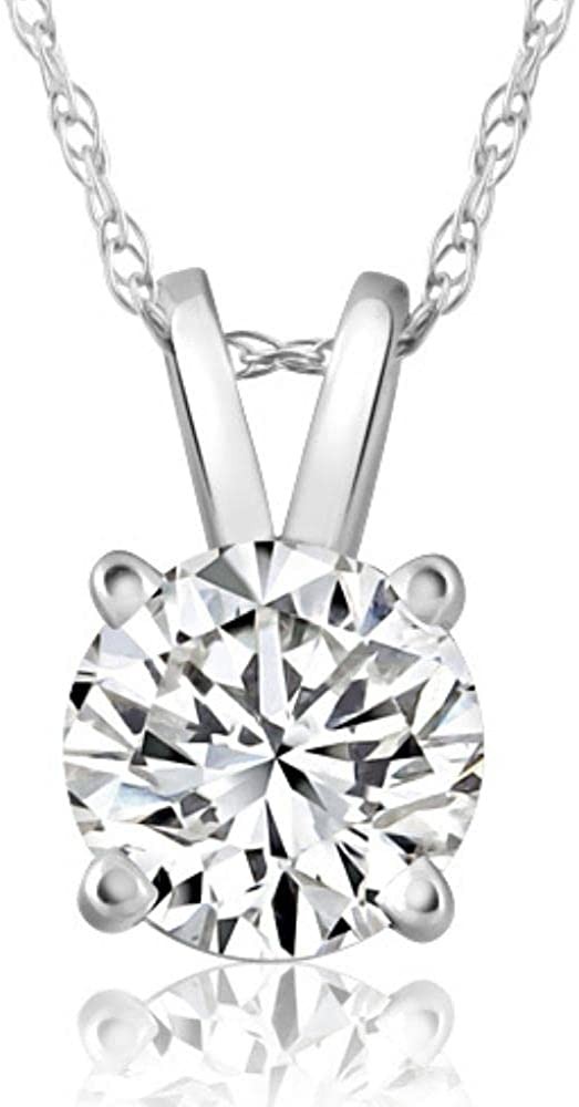 Mặt dây chuyền kim cương tự nhiên được chứng nhận 1.50ct HI/I2 Solitaire Dây chuyền vàng trắng 14k