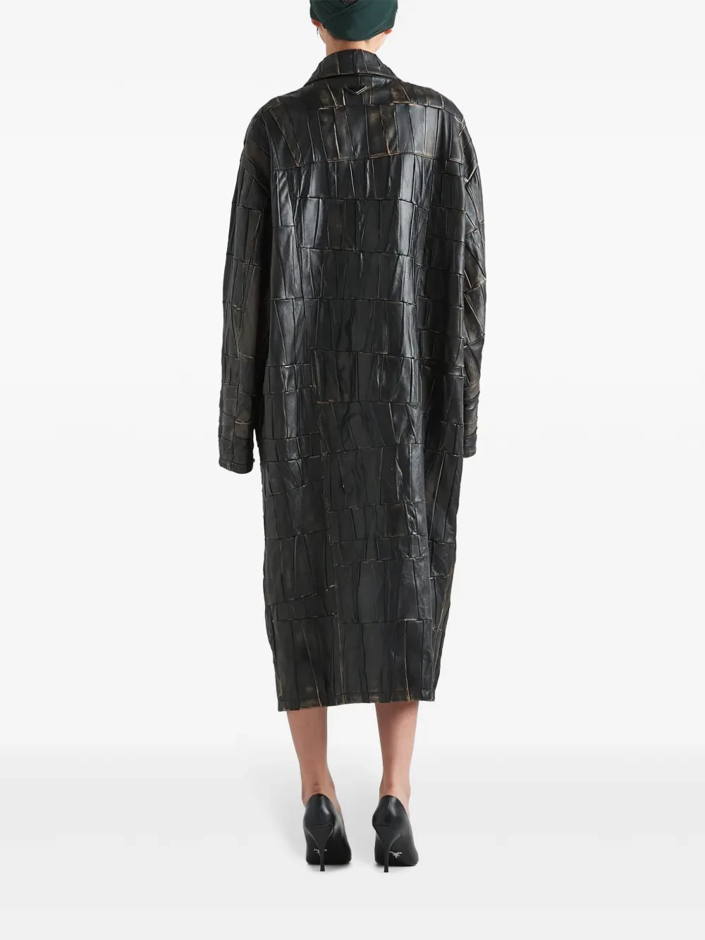 Prada Áo khoác da nappa chắp vá