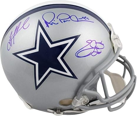 Mũ bảo hiểm bóng đá cỡ lớn Proline có chữ ký của Dallas Cowboys Triplets - JSA/BAS