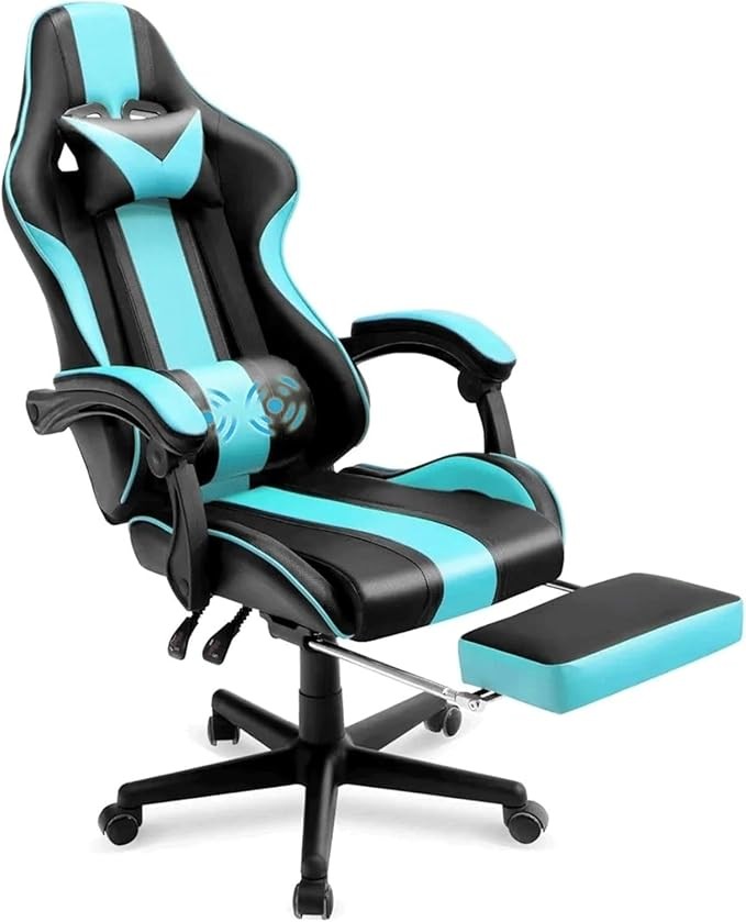 Ghế chơi game FMURY, Ghế máy tính chơi game đua xe công thái học có tựa đầu, hỗ trợ thắt lưng, ghế ngả có thể điều chỉnh