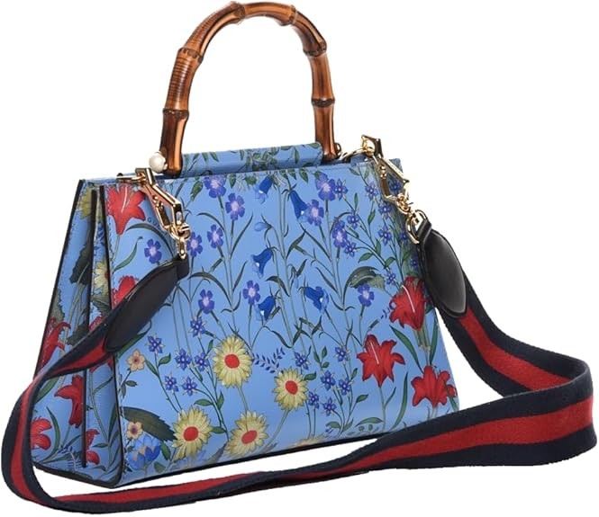 Túi xách Gucci Flora Azure Thượng Hải Màu xanh dương Túi xách hoa lớn Ý Túi xách Túi xách hoa tre Mới