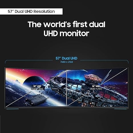 Màn hình chơi game cong Odyssey Neo G9 Series 57 inch 4K UHD 1000R của SAMSUNG, 240Hz, 1ms với DisplayPort 2.1, Quantum Mini-LED, DisplayHDR 1000, AMD FreeSync Premium Pro, LS57CG952NNXZA, 2023