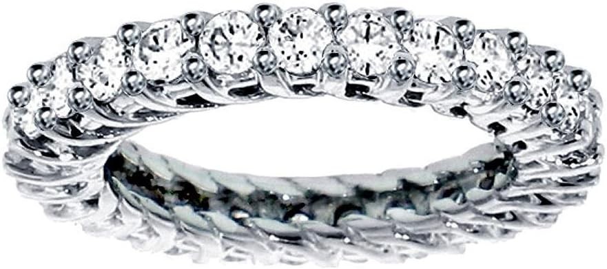 Nhẫn cưới kỷ niệm vĩnh cửu bện kim cương tròn bạch kim (1,70-2,25 CT TDW)