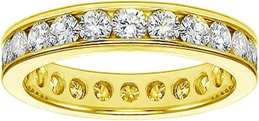 Nhẫn cưới kỷ niệm vĩnh cửu bằng kim cương tròn vàng hồng 18K trong bối cảnh kênh (1,65-2,25 CT TDW)