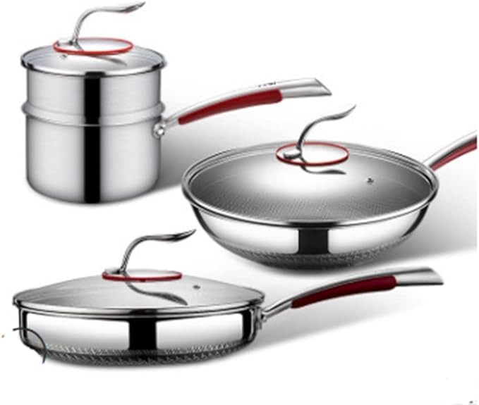 7pcs 316 Stainless Steel Non-Stick Household Kitchen Pot Set Soup Pot Frying Pot Frying Pot Set Kitchen Pan Set