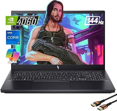 Máy tính xách tay chơi game hỗ trợ AI Acer 2024 Nitro V | Bộ xử lý Intel Core i7-13620H thế hệ thứ 13 | NVIDIA GeForce RTX 4060 | Màn hình 15,6" FHD IPS 144Hz | Công tắc MUX | có cáp HDMI (RAM 32GB | SSD PCIe 1TB)