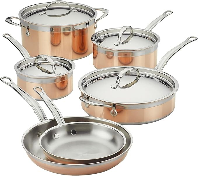 Hestan - Bộ sưu tập CopperBond - Bộ nồi 10 món bằng đồng nguyên chất 100%, tương thích với bếp từ
