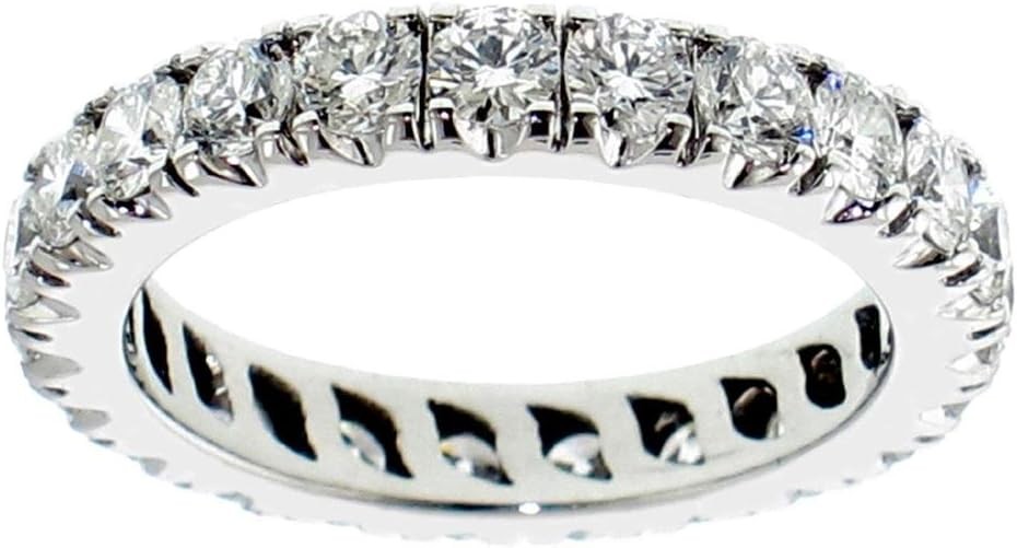 Nhẫn cưới kỷ niệm vĩnh cửu bằng kim cương tròn vàng trắng 14k trong thiết lập Split Prong (1,90-2,70 CT TDW)