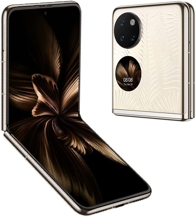HUAWEI P50 Pocket Premium - Điện thoại thông minh có thể gập lại, Thiết kế điêu khắc vi mô 3D, Camera Ultra Spectrum, Màn hình OLED 6,6 inch, Nhận diện kem chống nắng, RAM 12GB + ROM 512GB, Vàng