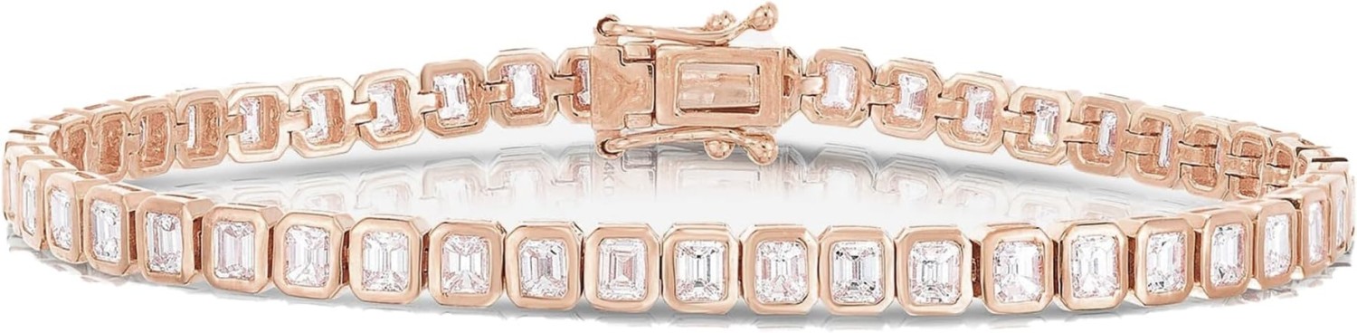 Bộ vòng bezel cắt ngọc lục bảo VVS1 màu trắng hoàn toàn Vòng đeo tay Moissanite Tennis cho nữ Vòng tay Moissanite cổ điển bạc 925 12,80 ctw Vòng tay quà tặng đám cưới cô dâu sang trọng